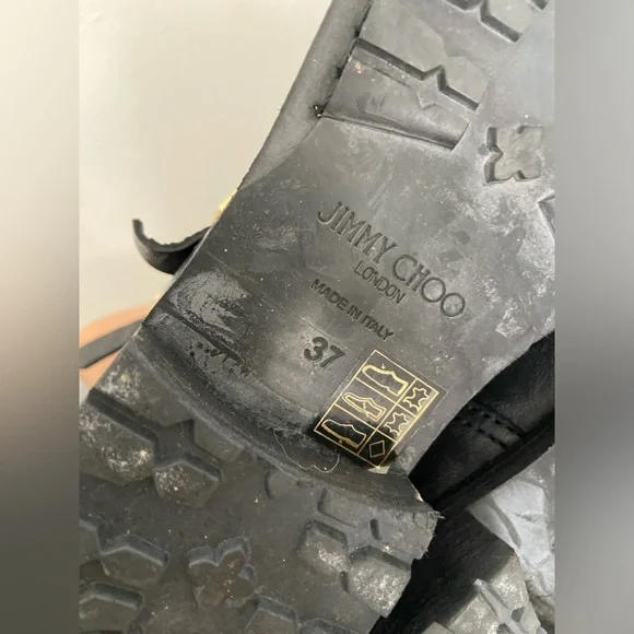 Jimmy Choo Womens 6.5 Biker Boots Black Leather Size 37 Moto Boots Soft Leather - Picture 12 of 12